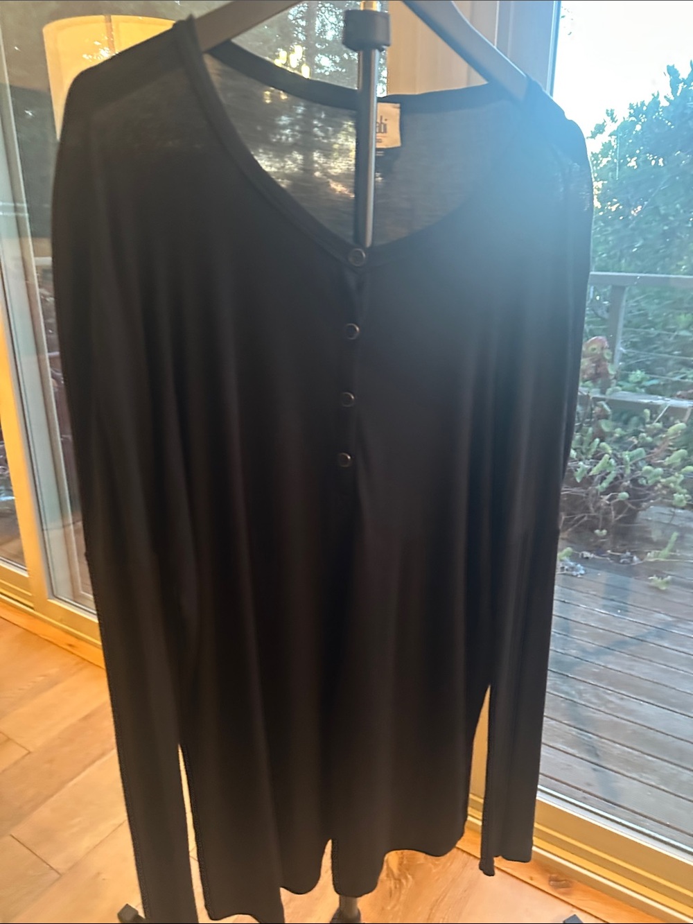 CAbi Black Long-Sleeve Henley Top